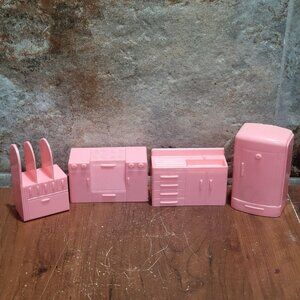 Vintage Pink Miniature Dollhouse Kitchen Set